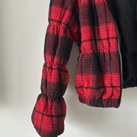 BB Dakota Everlong Jacket Plaid Red Black Lumberjack Winter Coat Puffer Gingham - Picture 6 of 14